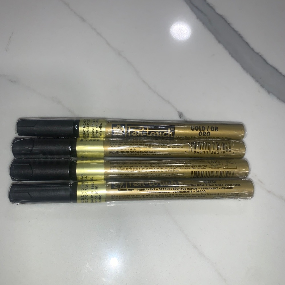Pen-Touch Paint Marker 1.0 Mm Fine Point Metallic Gold Color, Pack of 4